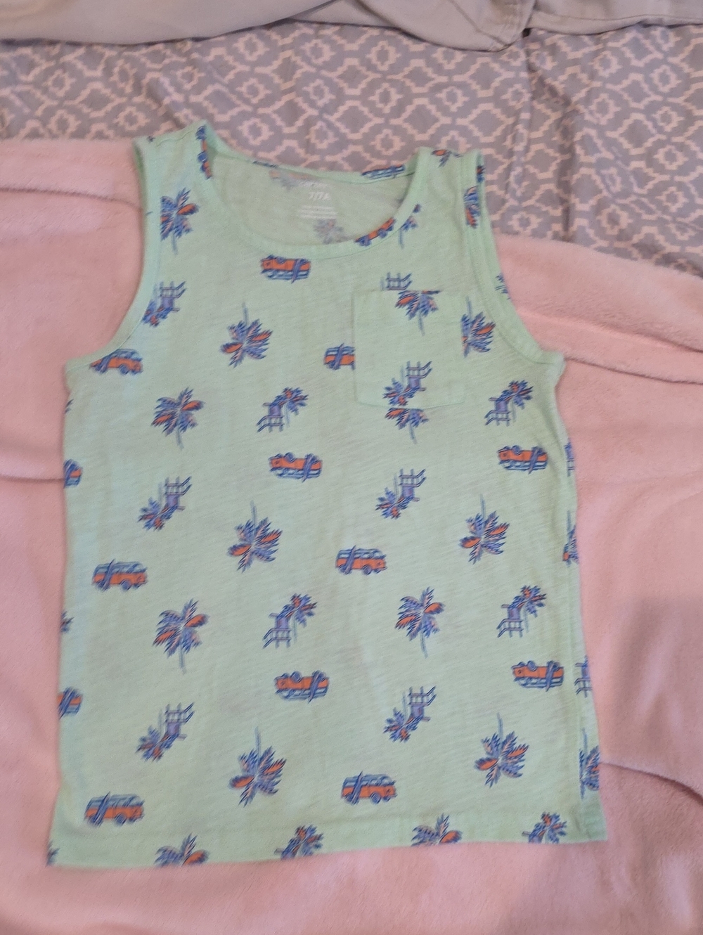 Carter's Mint Green Palm Tree & Van Print Tank Top